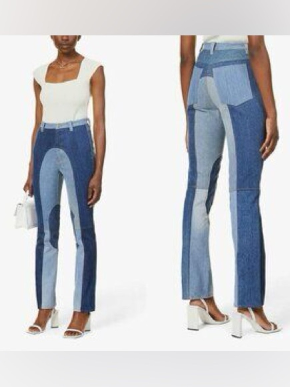 EB DENIM Straight Jeans Patchwork Two-Tone gallery dept agolde mother re/done L